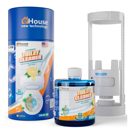 Automatic toilet bowl cleaner with antibacterial and cleansing properties, rich foam, and a pleasant scent of Lemon, Green Apple, or Hypoallergenic unscented option. (Device + 350ml Bottle)